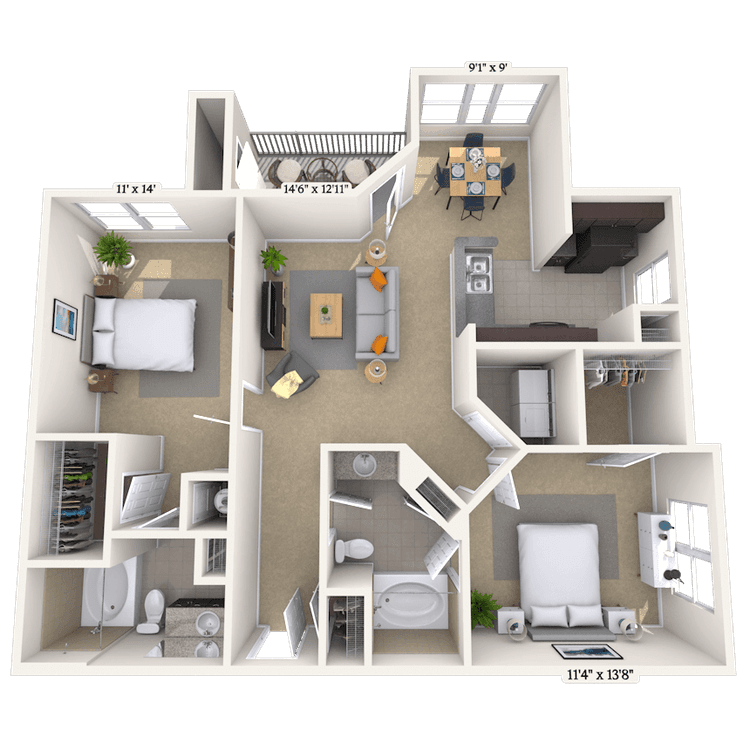 Floorplan image of unit 03204