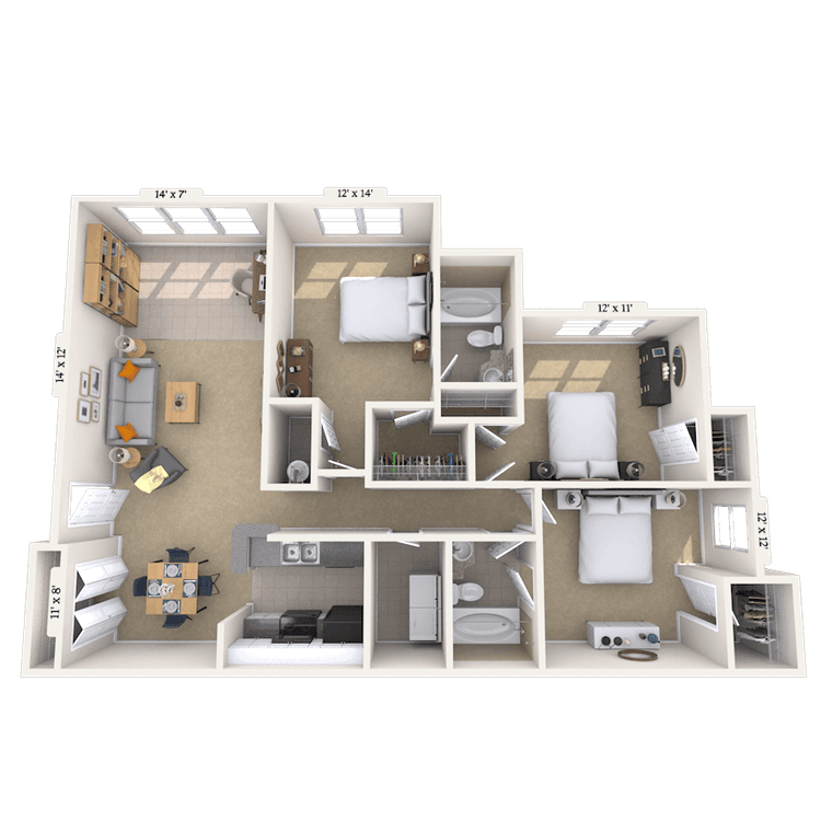 Floorplan image of unit 01126