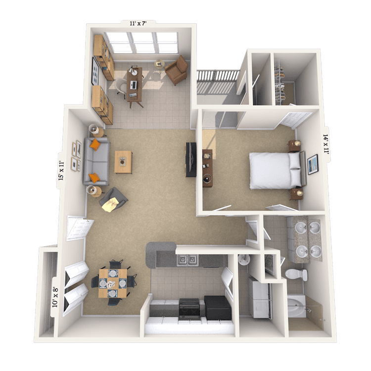 Floorplan image of unit 07714