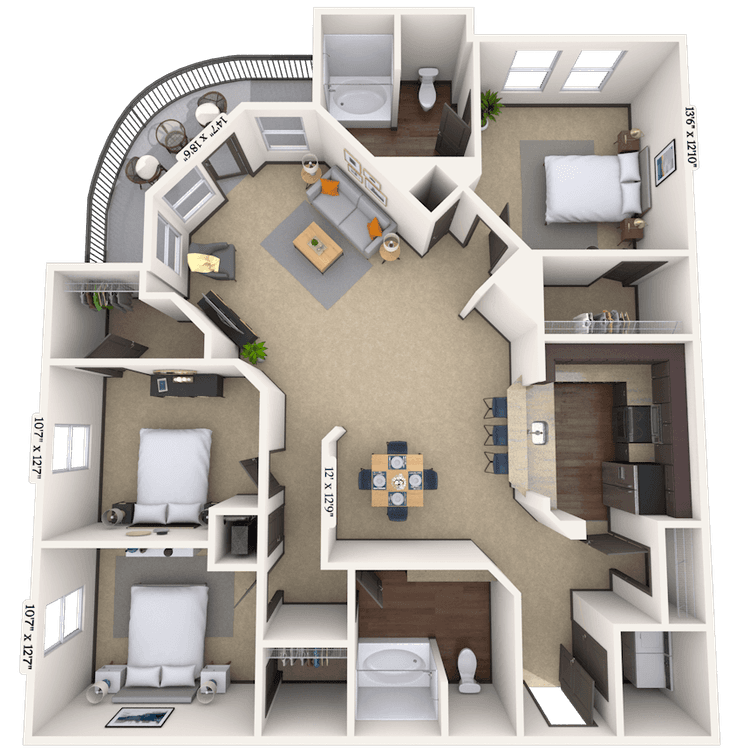 Floorplan image of unit 01232