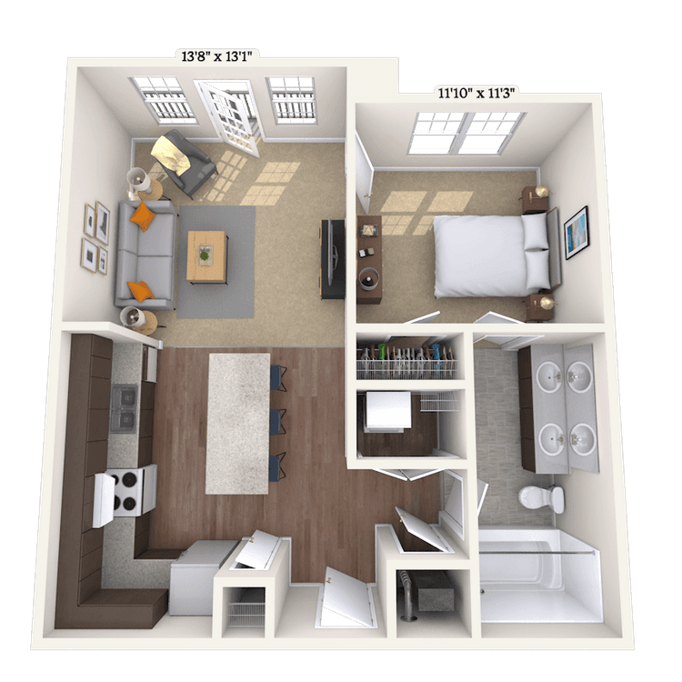 Floorplan image of unit 300B325