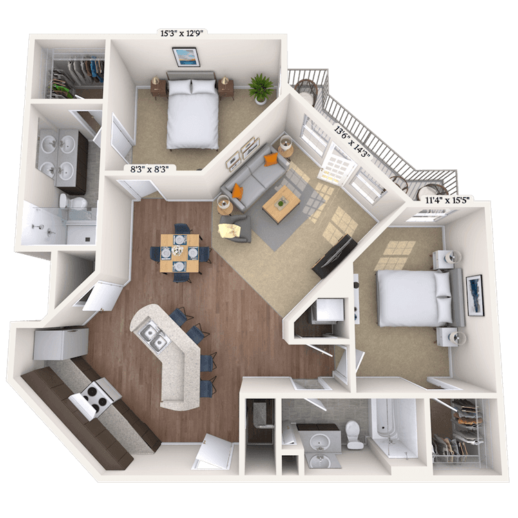 Floorplan image of unit 300B424