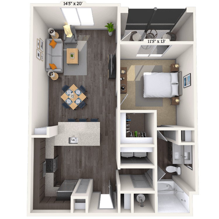Floorplan image of unit 1400M217