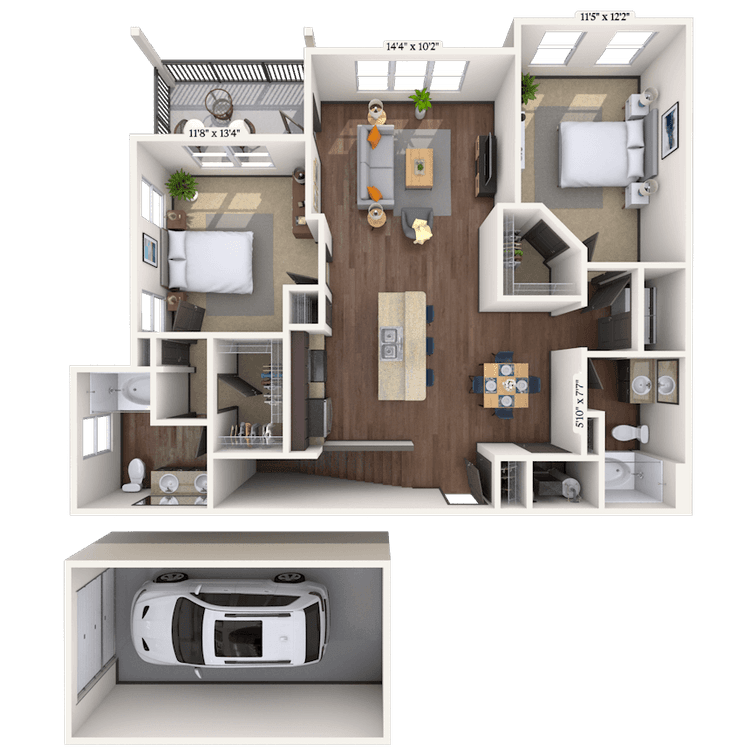 Floorplan image of unit 3208