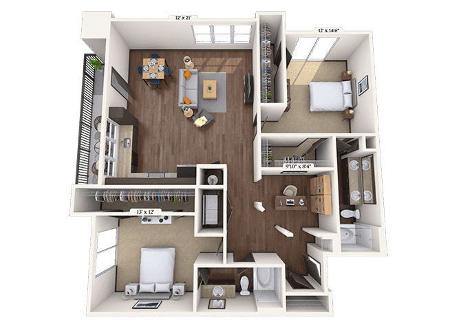 Floorplan image of unit II 2-1136