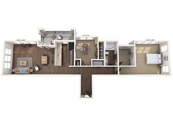Floorplan image of unit 1-1400