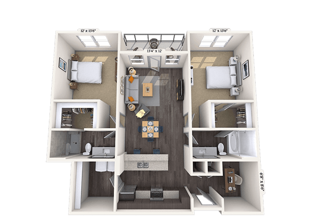 Floorplan image of unit II 8-208