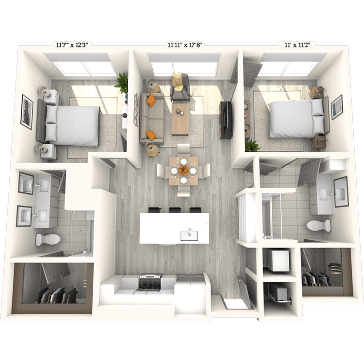 Floorplan image of unit 729