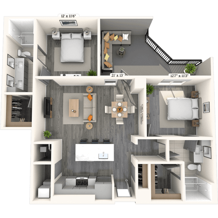Floorplan image of unit 413