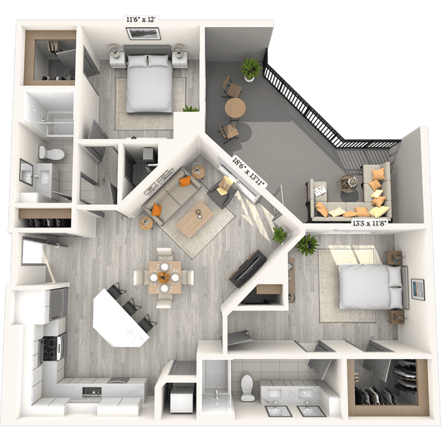 Floorplan image of unit 107