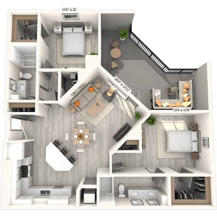 Floorplan image of unit 107