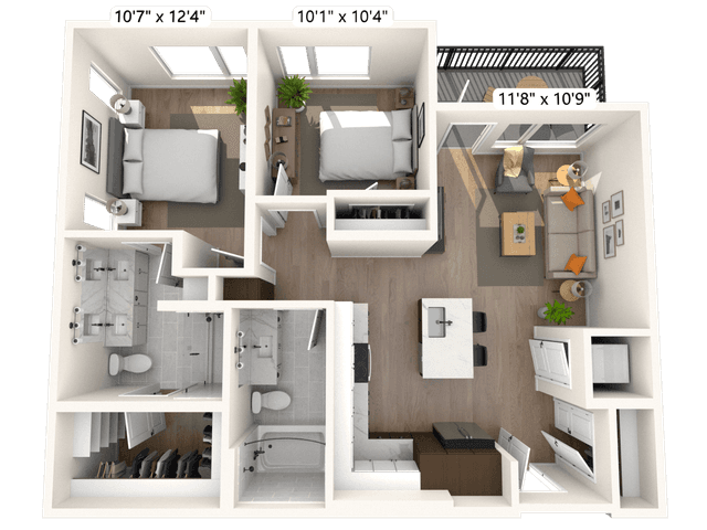 Floorplan image of unit II F-302