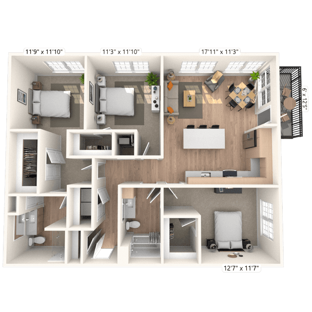 Floorplan image of unit 1302