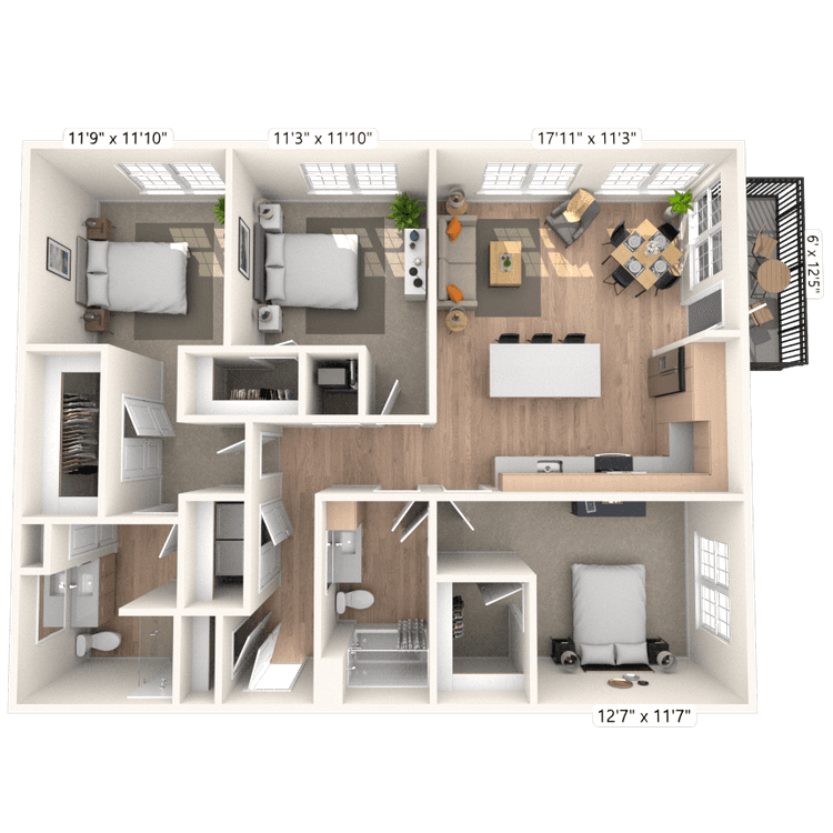 Floorplan image of unit 3232