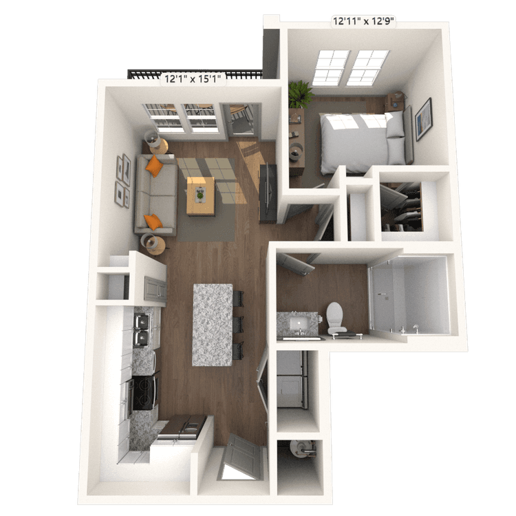 Floorplan image of unit 6-208