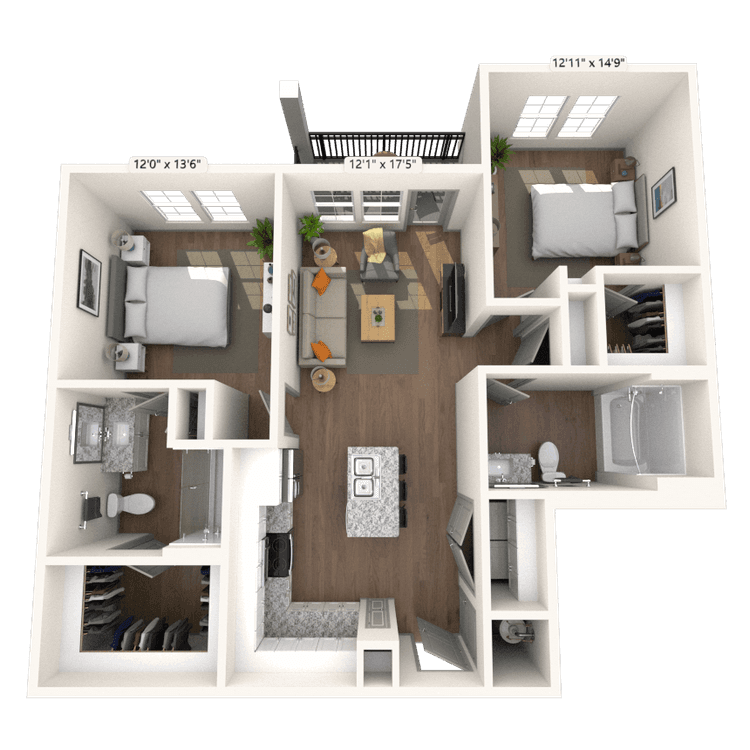 Floorplan image of unit 4-404