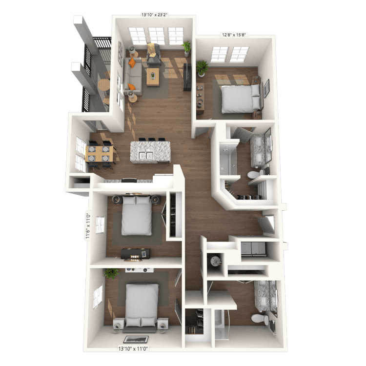 Floorplan image of unit 7-411
