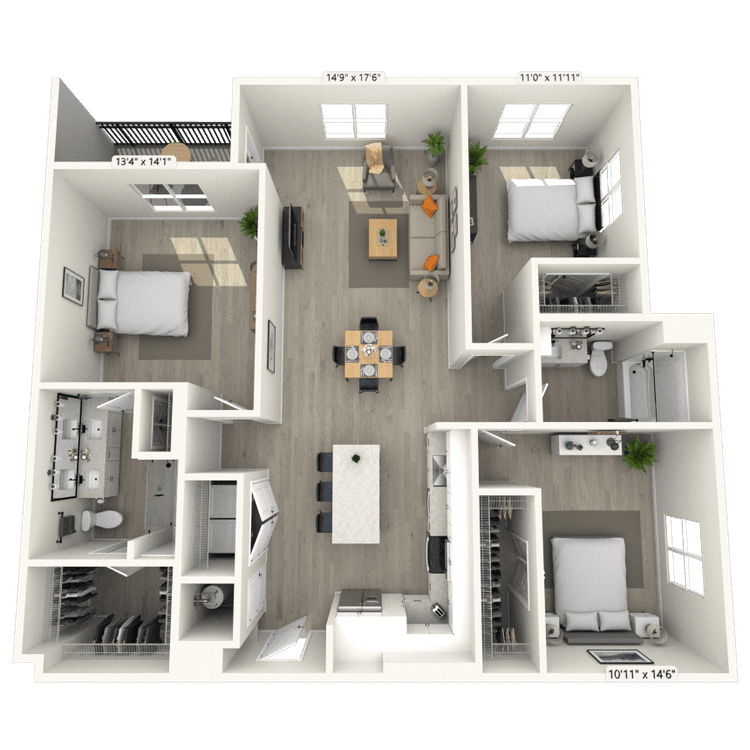 Floorplan image of unit 445