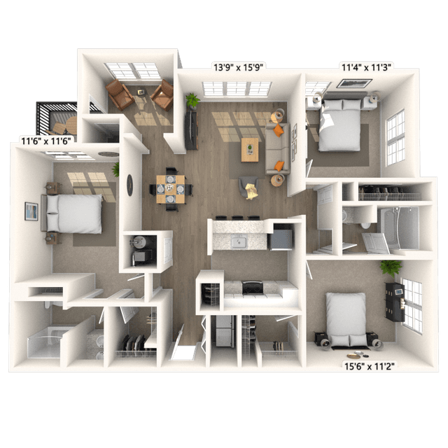 Floorplan image of unit 115