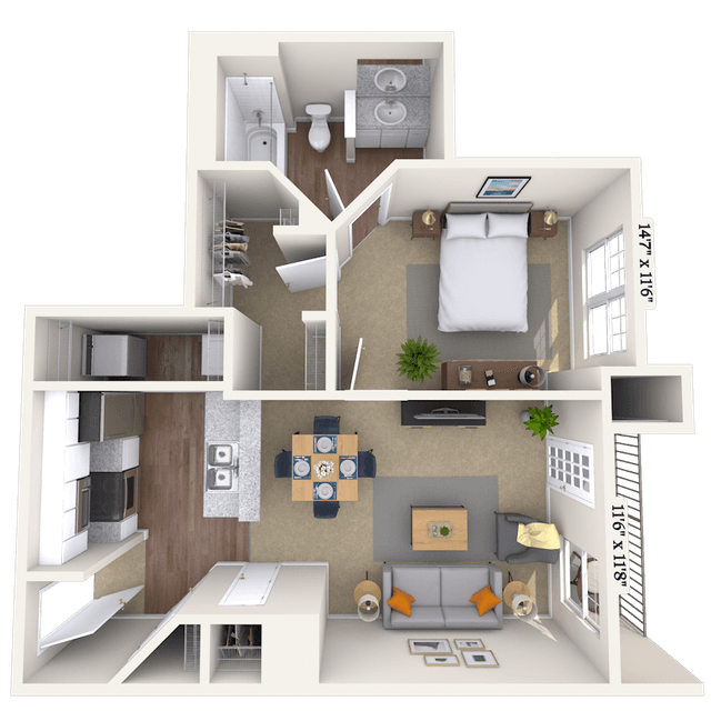 Floorplan image of unit 205