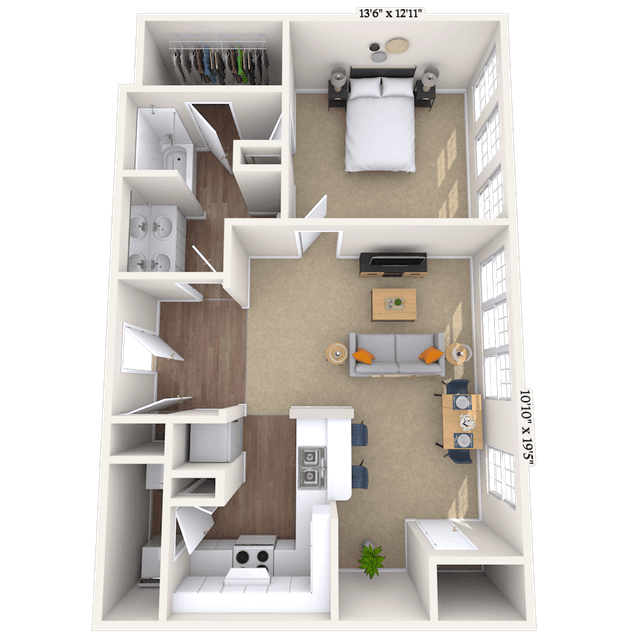 Floorplan image of unit 1045