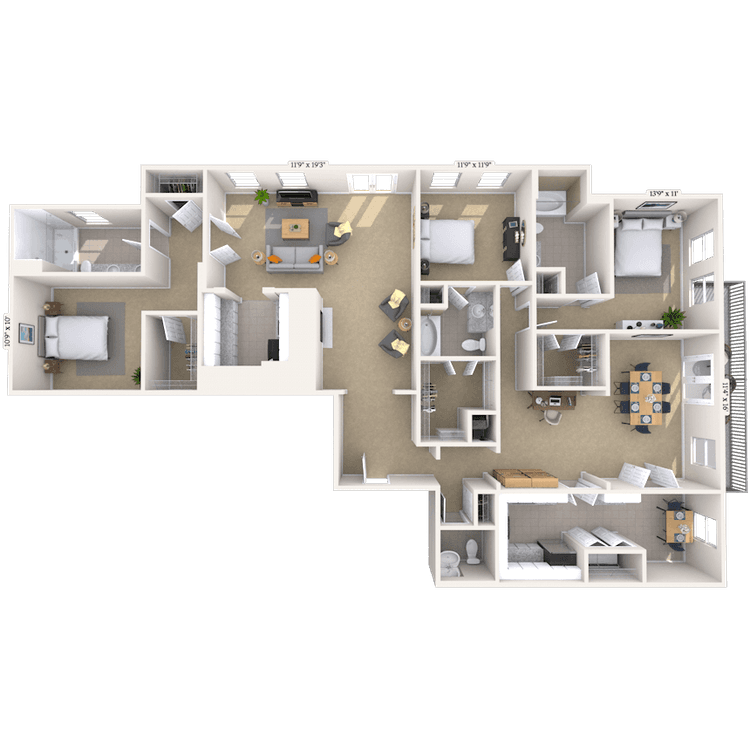 Floorplan image of unit 2216