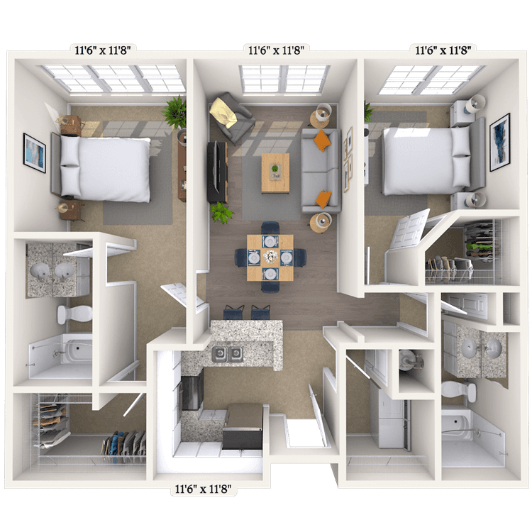 Floorplan image of unit 1266P2