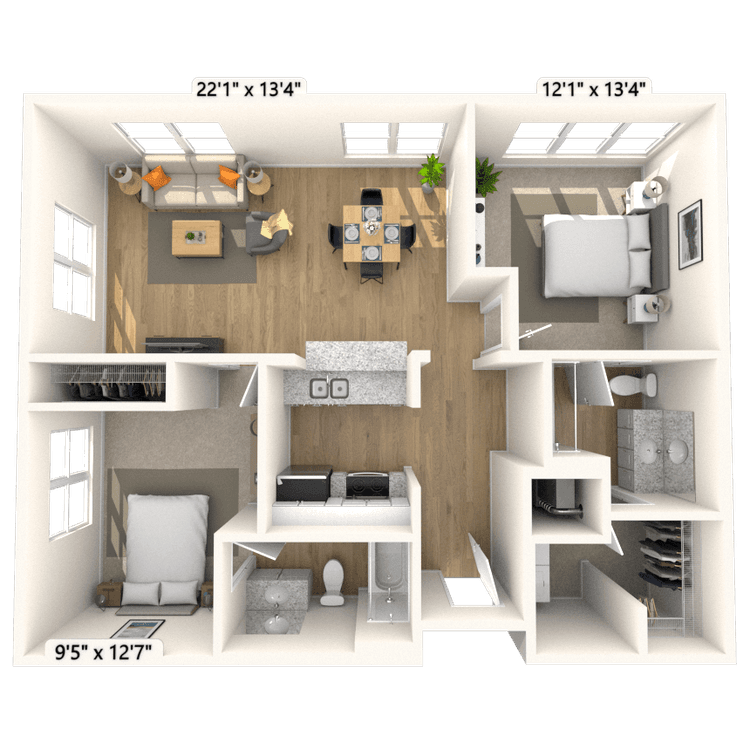 Floorplan image of unit 1305P2