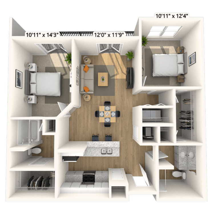 Floorplan image of unit 1318P3