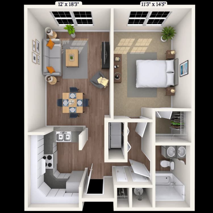 Floorplan image of unit 1305