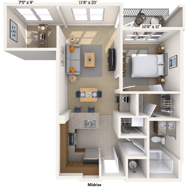 Floorplan image of unit 721