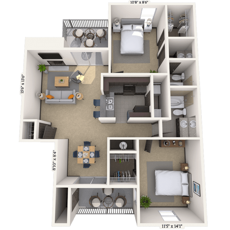 Floorplan image of unit 204B1501