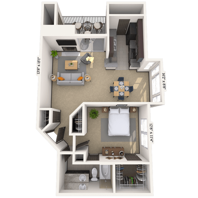 Floorplan image of unit 222B1525