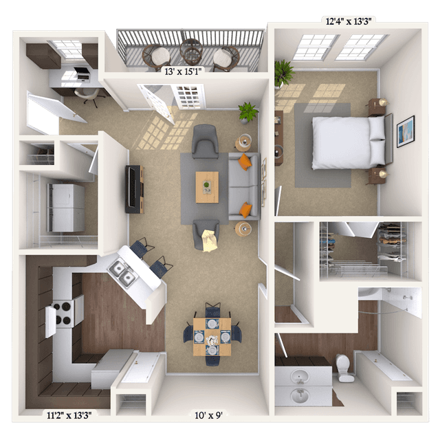 Floorplan image of unit 734