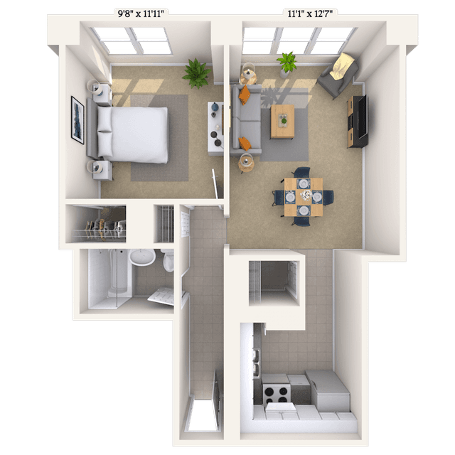 Floorplan image of unit 516