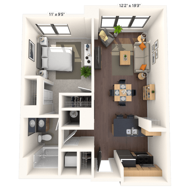 Floorplan image of unit 312HL1
