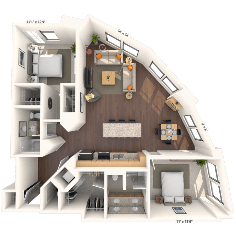 Floorplan image of unit 212HL2