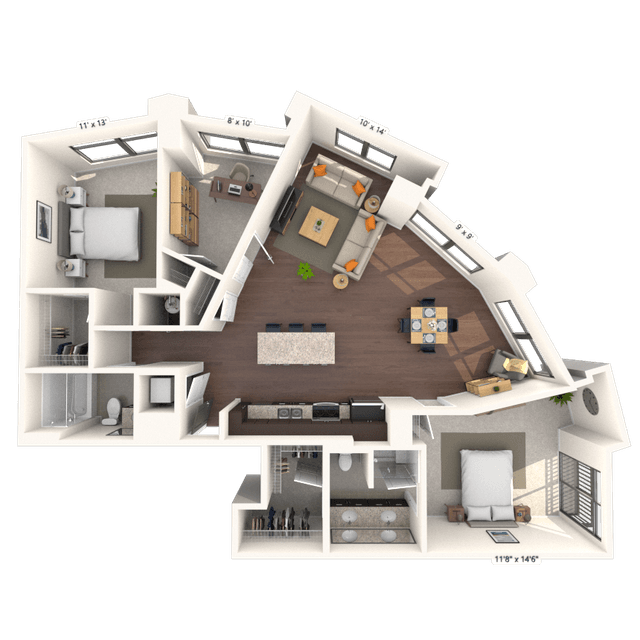 Floorplan image of unit 1311HL2