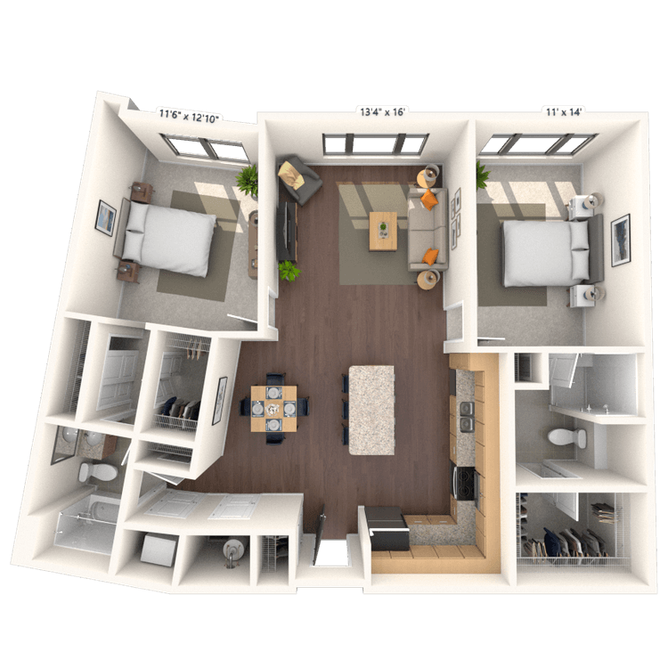 Floorplan image of unit 204JC2