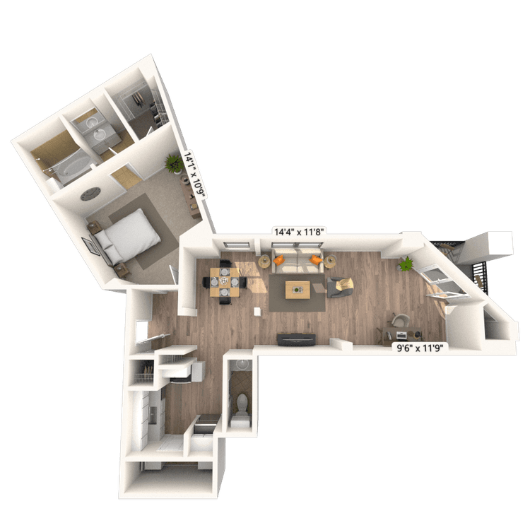 Floorplan image of unit 621