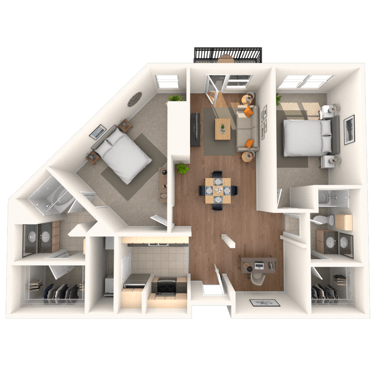 Floorplan image of unit 204