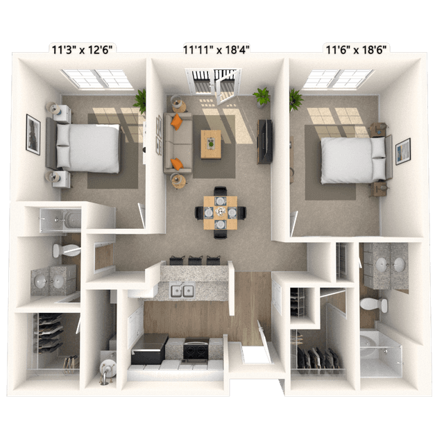 Floorplan image of unit 2932