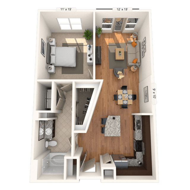 Floorplan image of unit 3117