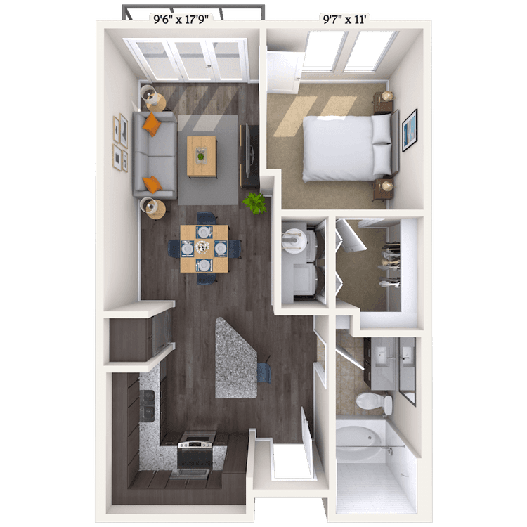 Floorplan image of unit 545