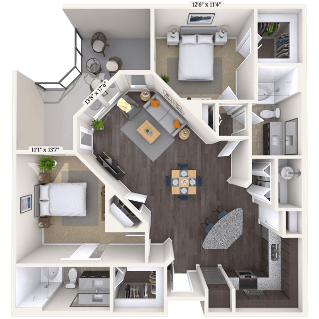 Floorplan image of unit 232