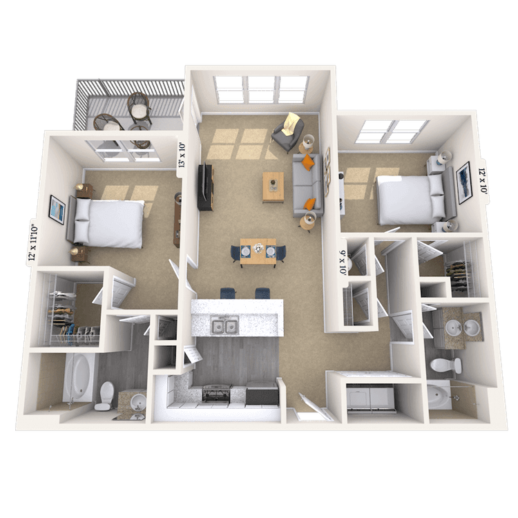 Floorplan image of unit 1305