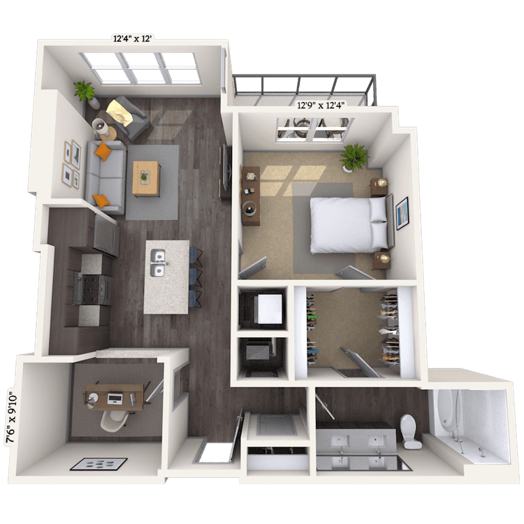 Floorplan image of unit 1608
