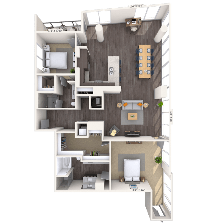 Floorplan image of unit 2302