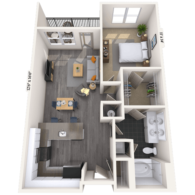 Floorplan image of unit 424