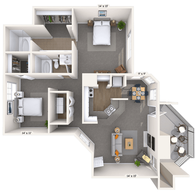Floorplan image of unit 02307